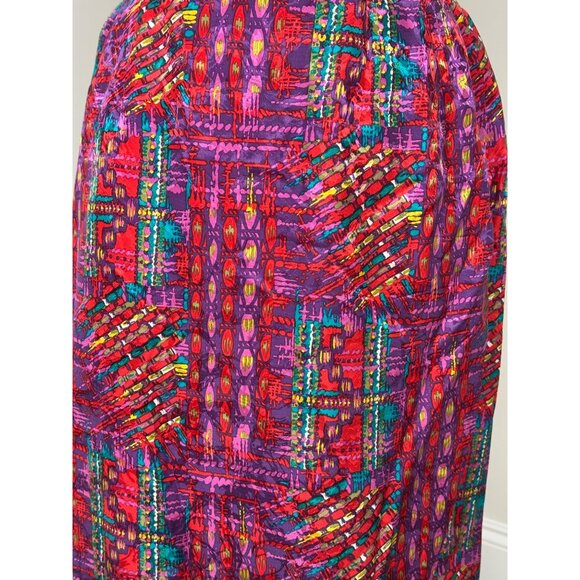Anne Crimmins For Umi Collections Vtg Silk Multicolor Abstract Print Skirt 10 - Picture 10 of 11